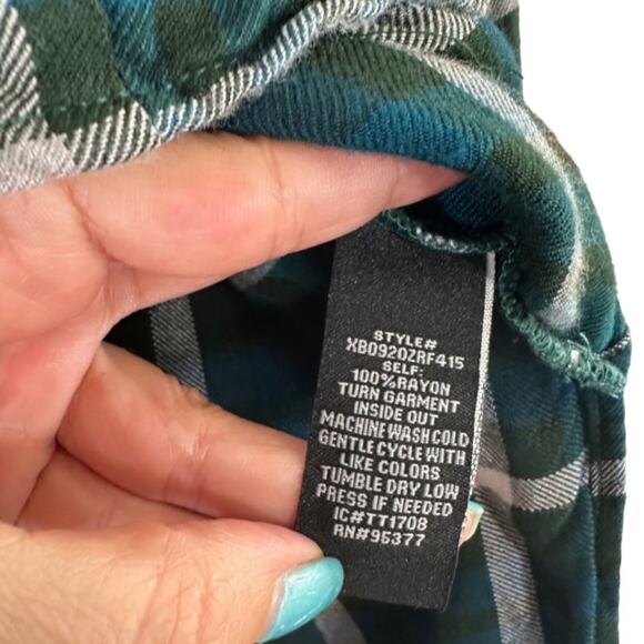 Sanctuary Blue Plaid Long Sleeve Collared Button Down Shirt Women Sz M - Picture 9 of 11